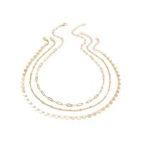 Fashion Multi Layer Necklace, Brass, gold color plated, three layers & for woman, gold Approx 20 Inch 