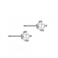 Sterling Silver Stud Earring, 925 Sterling Silver, with Shell Pearl, platinum plated, fashion jewelry & for woman, white 