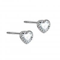 Sterling Silver Cubic Zirconia Earring, 925 Sterling Silver, Heart, platinum plated, micro pave cubic zirconia & for woman, original color 