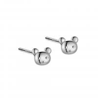 Sterling Silver Stud Earring, 925 Sterling Silver, Bear, platinum plated, cute & for woman, original color 