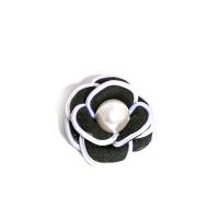 Kunststoff-Perlen-Brosche, Stoff, mit ABS-Kunststoff-Perlen, Modeschmuck & für Frau, zwei verschiedenfarbige, 65x55mm, verkauft von PC