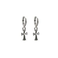 Zinc Alloy Drop Earring, Cross, silver color plated, fashion jewelry & for woman, silver color 