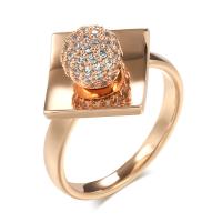 Cubic Zirconia Micro Pave Brass Finger Ring, Geometrical Pattern, rose gold color plated & micro pave cubic zirconia & for woman, 17mm, US Ring 