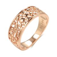 Палец кольцо-латунь, Латунь, Форма цветка, плакированный цветом розового золота, разный размер для выбора & Женский & отверстие, 8mm, размер:7-10, продается PC
