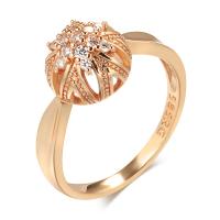 Цирконий Micro Pave Латунь палец кольцо, Форма цветка, плакированный цветом розового золота, разный размер для выбора & инкрустированное микро кубического циркония & Женский & отверстие, 10mm, размер:7-10, продается PC