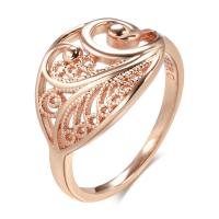 Brass Finger Ring, Flower, rose gold color plated & for woman & hollow, 13mm, US Ring 