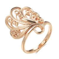 Brass Finger Ring, Flower, rose gold color plated & for woman & hollow, 24mm, US Ring 