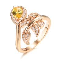 Цирконий Micro Pave Латунь палец кольцо, Форма цветка, плакированный цветом розового золота, разный размер для выбора & инкрустированное микро кубического циркония & Женский, 20mm, размер:6-11, продается PC