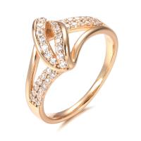 Цирконий Micro Pave Латунь палец кольцо, плакированный цветом розового золота, разный размер для выбора & инкрустированное микро кубического циркония & Женский & отверстие, 12mm, размер:6-11, продается PC