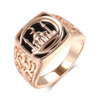 Brass Finger Ring, rose gold color plated & for man & enamel, 24mm, US Ring 