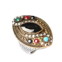 Resin Zinc Alloy Finger Ring, with Resin, plated & for woman & with rhinestone, 29mm, US Ring 