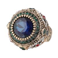 Resin Zinc Alloy Finger Ring, with Resin Rhinestone, plated, Bohemian style & for woman, 26mm, US Ring 