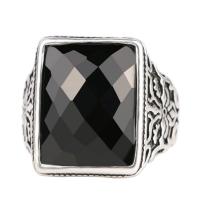 Resin Zinc Alloy Finger Ring, with Resin, Geometrical Pattern, antique silver color plated & for man, 19mm, US Ring .5-10 