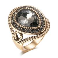 Кристалл цинкового сплава палец кольцо, цинковый сплав, с Кристаллы, Геометрический узор, плакирован золотом, разный размер для выбора & Женский & со стразами & отверстие, 25mm, размер:7-10, продается PC