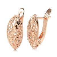 Brass Huggie Hoop Earring, rose gold color plated, for woman & hollow, 18mm 