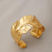 brazalete de cobre amarillo, metal, Hoja, chapado en oro real, Joyería & ajustable & para mujer, 30mm, Vendido por UD