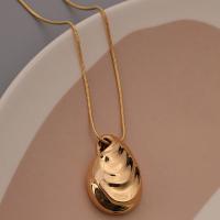 Ожерелье ручной латунные, Латунь, с 1.97inch наполнитель цепи, Каплевидная форма, плакированный настоящим золотом, ювелирные изделия моды & Женский, 30mm, длина:Приблизительно 31.5 дюймовый, продается PC