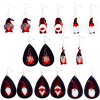 Christmas Earrings, PU Leather, with Zinc Alloy, Teardrop, printing, Christmas Design & for woman 