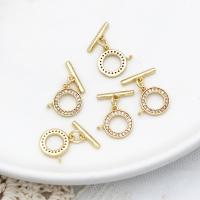 Brass Toggle Clasp, gold color plated, DIY & micro pave cubic zirconia 