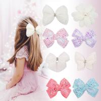 Cloth Bowkont Hair Clip, with Plastic Pearl, Bowknot & Girl 76mm,120mm 