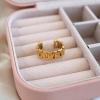 Латунь Манжеты палец кольцо, 18K золотым напылением, ювелирные изделия моды & Женский, Золотой, 8mm, размер:7, продается PC