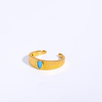 Латунный перстень драгоценных камней , Латунь, с Полудрагоценный камень, 14K плакирование железом, ювелирные изделия моды & Женский, Много цветов для выбора, 6mm, размер:7, продается PC