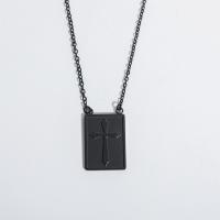 Stainless Steel Jewelry Necklace, 304 Stainless Steel, Rectangle, Vacuum Ion Plating, fashion jewelry & with cross pattern & for woman cm 