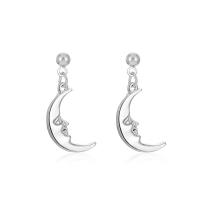 Zinc Alloy Drop Earring, Moon, silver color plated, fashion jewelry & for woman, silver color, 27mm 