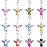 Zinc Alloy Key Chain Jewelry, with Copper Coated Plastic, Angel Wing, silver color plated, DIY 