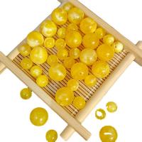 Zweifarbige Acryl Perlen, rund, Epoxidharzklebstoff, Nachahmung Bienenwachs & DIY & verschiedene Größen vorhanden, gelb, verkauft von Tasche