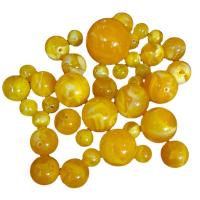 Zweifarbige Acryl Perlen, rund, Epoxidharzklebstoff, Nachahmung Bienenwachs & DIY & verschiedene Größen vorhanden, gelb, verkauft von Tasche