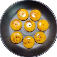 Resin Jewelry Beads, Flat Round, imitation beeswax & DIY, yellow, 28mm, Approx 