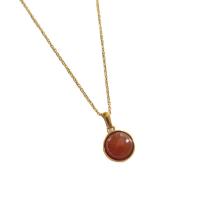 Gemstone Necklaces, Titanium Steel, with Gemstone, Round, plated, for woman 14mm .69 Inch 