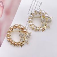 Plastic Pearl Brooch, Zinc Alloy, with Plastic Pearl, KC gold color plated, fashion jewelry & for woman & with rhinestone 