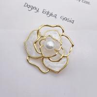 Shell Brooch, Zinc Alloy, with Shell & Plastic Pearl, Flower, plated, fashion jewelry & for woman 