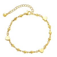 Brass Bracelets, with 1.97inch extender chain, Heart, 18K gold plated, fashion jewelry & for woman, golden Approx 7.08 Inch 