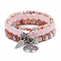 Gemstone Bracelets, with Zinc Alloy, Tree, multilayer & for woman Approx 7.28 Inch 