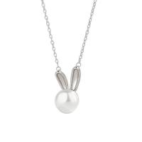 Sterling Silver Pearl Necklace, 925 Sterling Silver, with Freshwater Pearl, Rabbit, plated, for woman Approx 17.7 Inch 