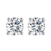 Sterling Silver Cubic Zirconia Earring, 925 Sterling Silver, platinum plated, with plastic earnut & micro pave cubic zirconia & for woman, original color 