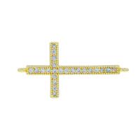 Cubic Zirconia Micro Pave Brass Connector, Cross, plated, micro pave cubic zirconia 