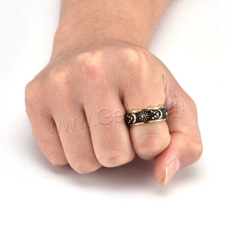 Esmalte de acero inoxidable anillo de dedo, acero inoxidable 304, sol, Recubrimiento iónico al vacío, rotativo & unisexo & diverso tamaño para la opción, más colores para la opción, 8mm, tamaño:6-12, Vendido por UD