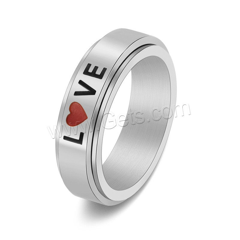 Enamel Stainless Steel Finger Ring, 304 Stainless Steel, Vacuum Ion Plating, rotatable & Unisex & different size for choice, more colors for choice, US Ring Size:5-12, Sold By PC