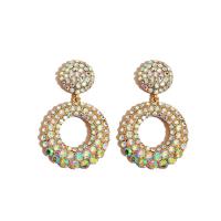 Zinc Alloy Rhinestone Drop Earring, gold color plated, for woman & with rhinestone 