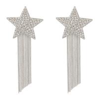 Fashion Fringe Boucles d'oreilles, alliage de zinc, étoile, Placage de couleur platine, pour femme & avec strass Vendu par paire