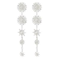 Zinc Alloy Rhinestone Drop Earring, platinum color plated, for woman & with rhinestone 