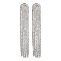 Fashion Fringe Earrings, Zinc Alloy, plated, for woman & with rhinestone 120mm 