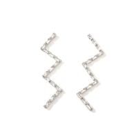 Zinc Alloy Rhinestone Stud Earring, platinum color plated, for woman & with rhinestone 