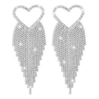 Fashion Fringe Earrings, Zinc Alloy, Heart, plated, fashion jewelry & for woman & with rhinestone 