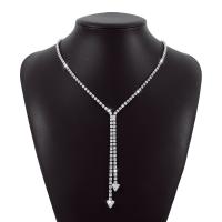 Rhinestone Zinc Alloy Necklace, plated, fashion jewelry & for woman & with rhinestone Approx 19.48 Inch 