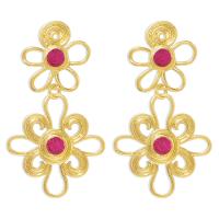 Zinc Alloy Rhinestone Drop Earring, Flower, gold color plated, fashion jewelry & for woman & with rhinestone 